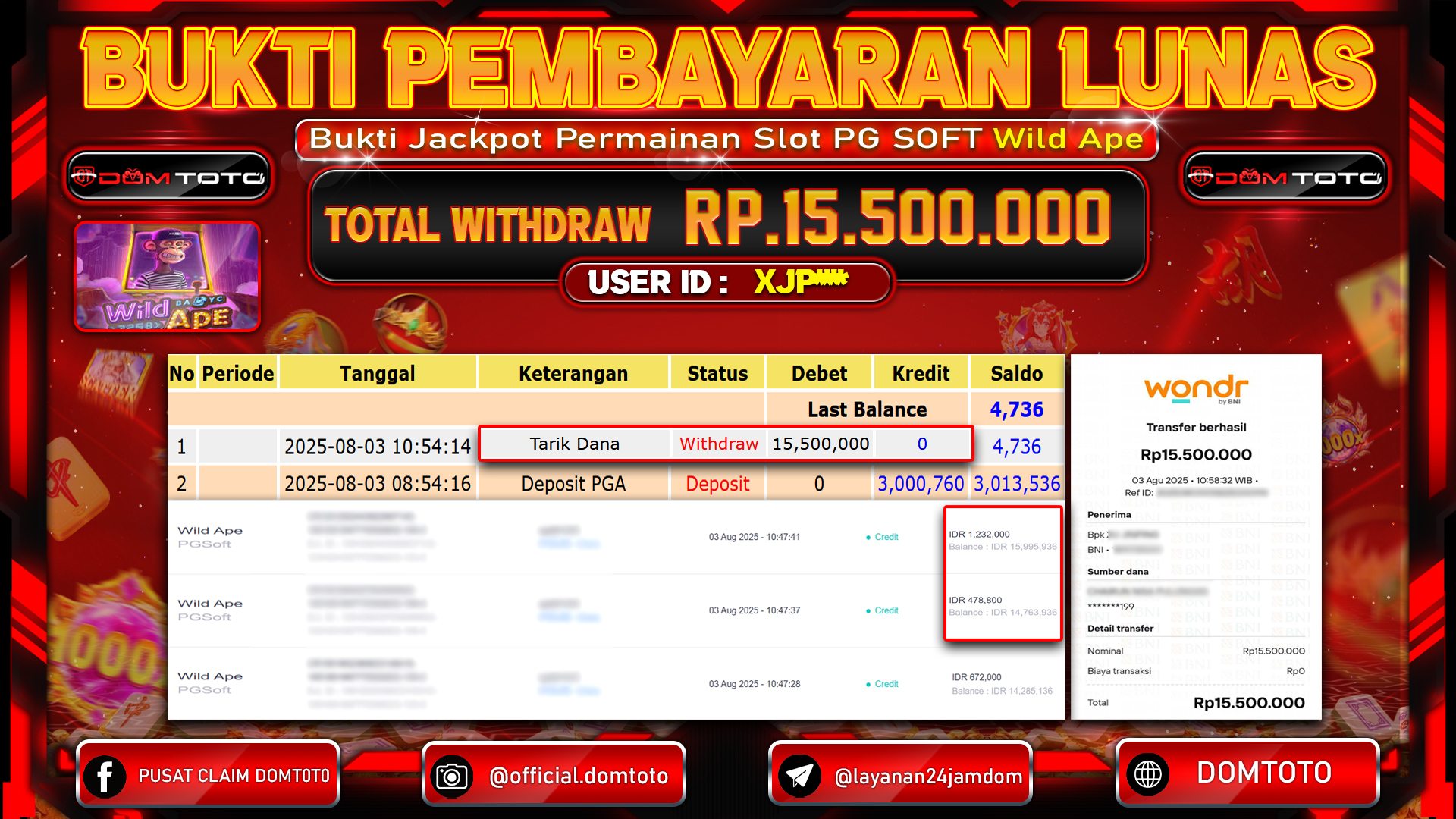 JACKPOT SLOT WILD APE  03 AGUSTUS  2025